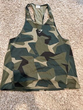 Gymshark Olive & Forest Green Camo Racerback Tank